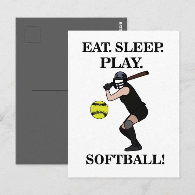 Carte Postale Joueuse de softball  (Devant / Derrière)