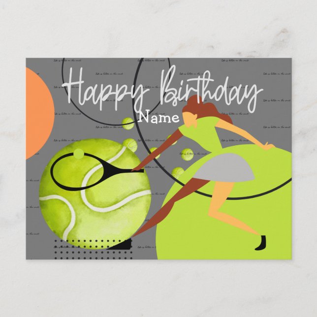 Carte Postale Joueuse de tennis jouant Joyeux Anniversaire  (Devant)