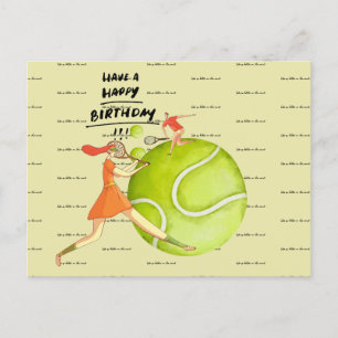 Carte Postale Joueuse de tennis joue Joyeux Anniversaire 