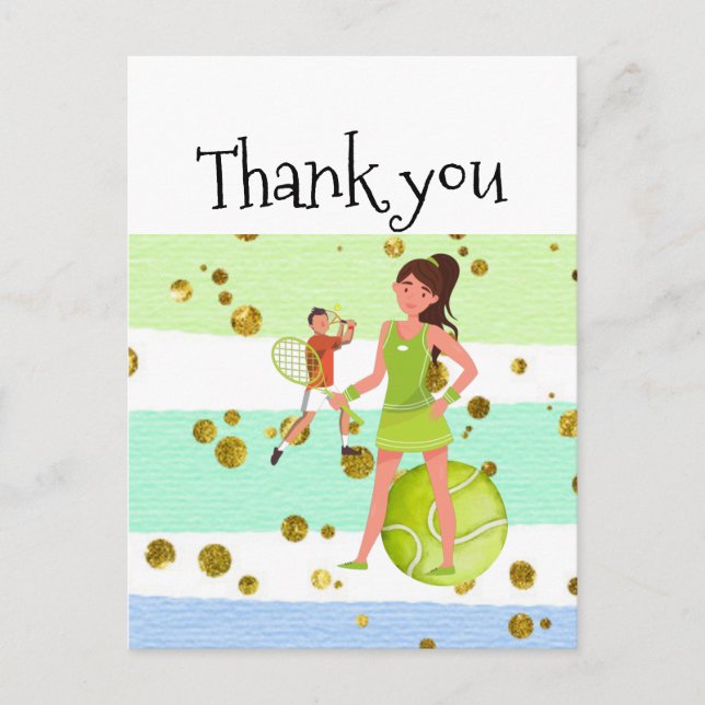 Carte Postale Joueuse de tennis tient raquette et balle (Devant)