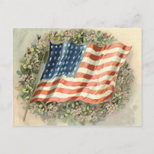 Carte Postale Jour commémoratif du drapeau américain Fleurs de c