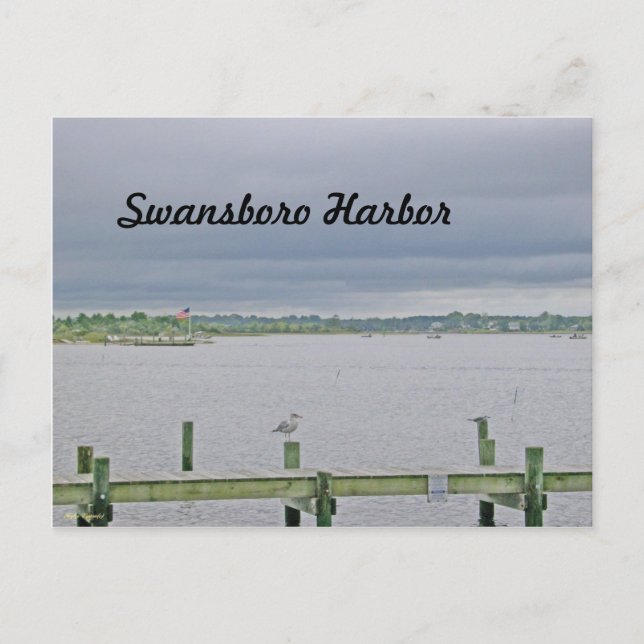 Carte Postale Jour couvert sur le port de Swansboro (Devant)
