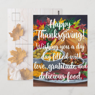 Carte Postale Jour d'Action de grâce de l'amour et de la gratitu