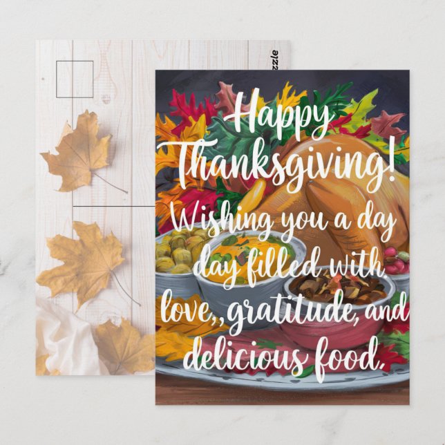 Carte Postale Jour d'Action de grâce de l'amour et de la gratitu (Devant / Derrière)