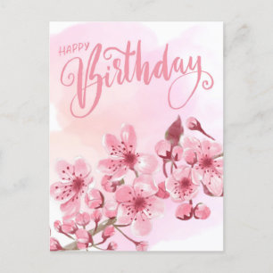 Carte Postale Jour d'anniversaire de la florale de Sakura rose d