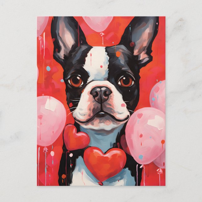 Carte Postale Jour de Boston Terrier Valentines (Devant)