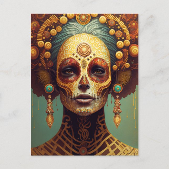 Carte Postale Jour De La Femme Morte Du Crâne De Sucre (Devant)