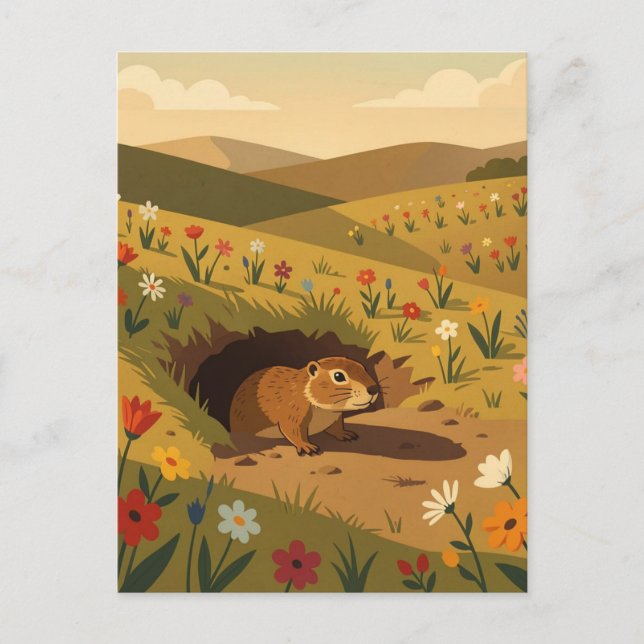 Carte Postale Jour de la marmotte doux | Poème de printemps ou d (Devant)