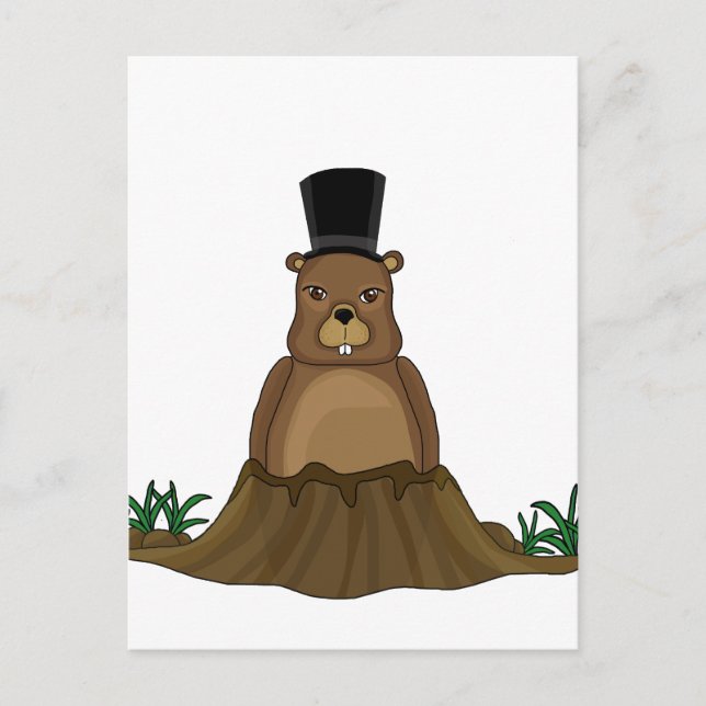 Carte Postale Jour de la marmotte - style de dessin animé (Devant)