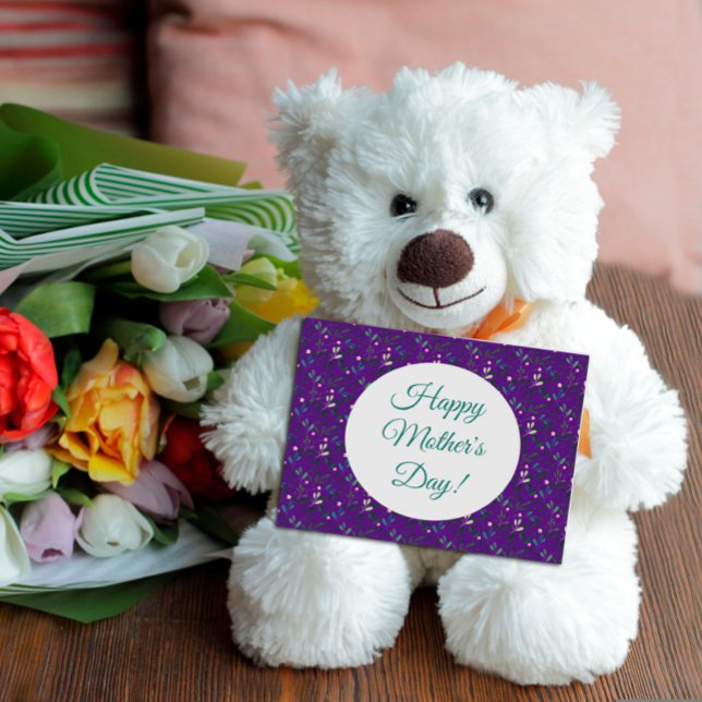 Carte Postale Jour de la mère motif aquarelle vert pourpre (Créateur téléchargé)