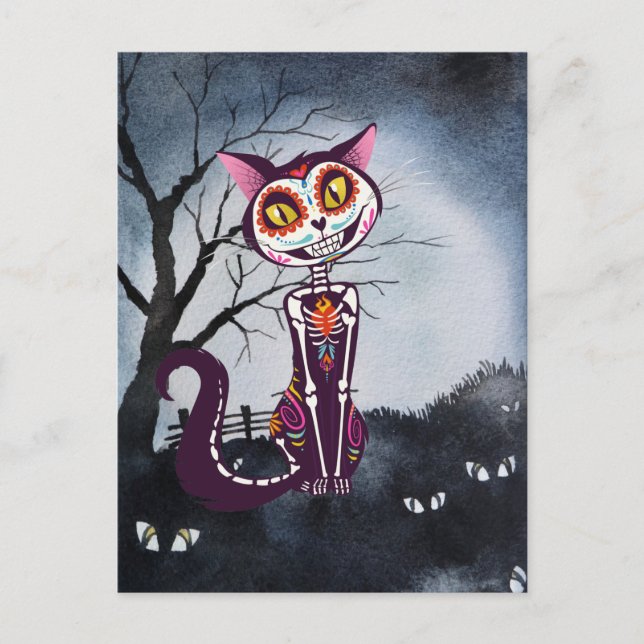 Carte Postale Jour de la mort Cat crâne de sucre (Devant)