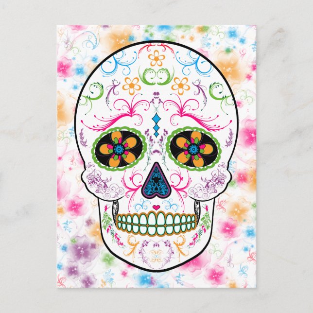 Carte Postale Jour de la mort crâne de sucre - brillant multicol (Devant)