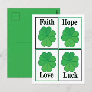 Carte Postale Jour de la Saint Patrick de trèfle à quatre feuill
