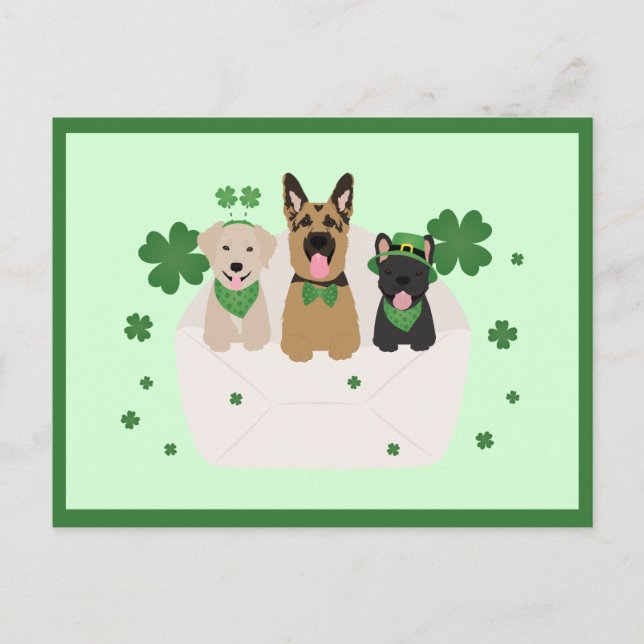 Carte Postale Jour de la Saint Patrick Dog Mail (Devant)