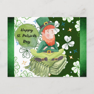 Carte Postale Jour de la Saint Patrick Irish Leprechaun Shamrock