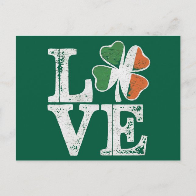 Carte Postale Jour de la Saint Patrick Love Lucky Shamrock irlan (Devant)