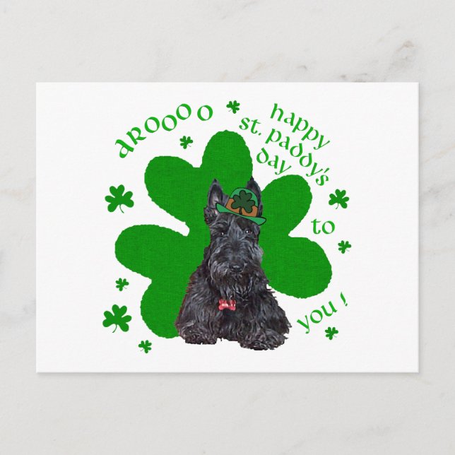 Carte Postale Jour de la Saint-Patrick Terrier Écossais (Devant)