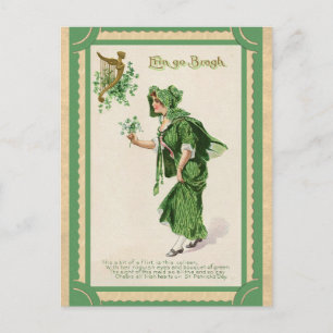 Carte Postale Jour de la Saint Patrick vintage Erin Go Bragh Poè