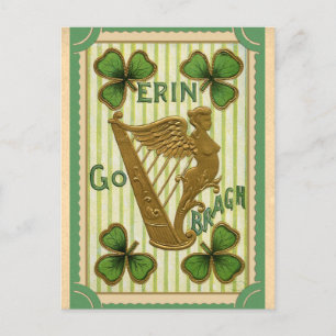 Carte Postale Jour de la Saint Patrick vintage irlandais Erin Go