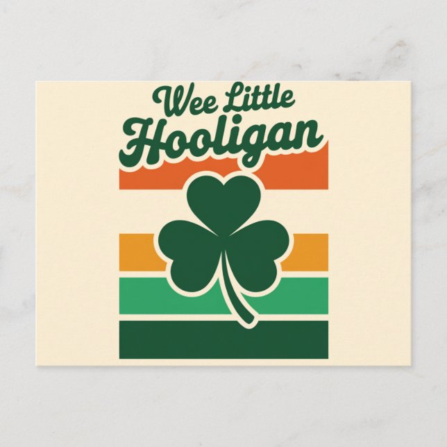 Carte Postale Jour de la Saint Patrick Wee Little Hooligan Drôle (Devant)