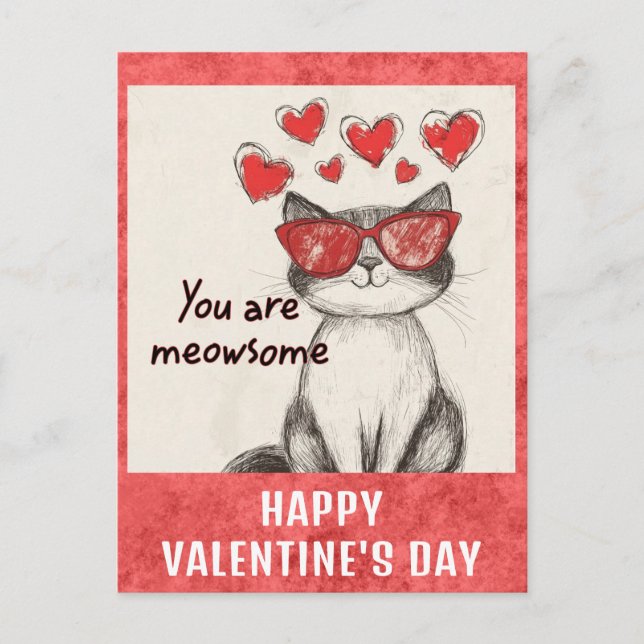 Carte Postale Jour de la Saint-Valentin coeurs de chat mignon dr (Devant)