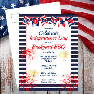 Carte Postale Jour de l'Indépendance Juillet 4 Bunting Jardin BB