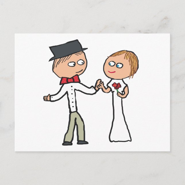 Carte Postale Jour de mariage de mariée et de chambre (Devant)