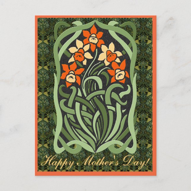 Carte Postale Jour des mères Art nouveau Daffodiles (Personnalis (Devant)
