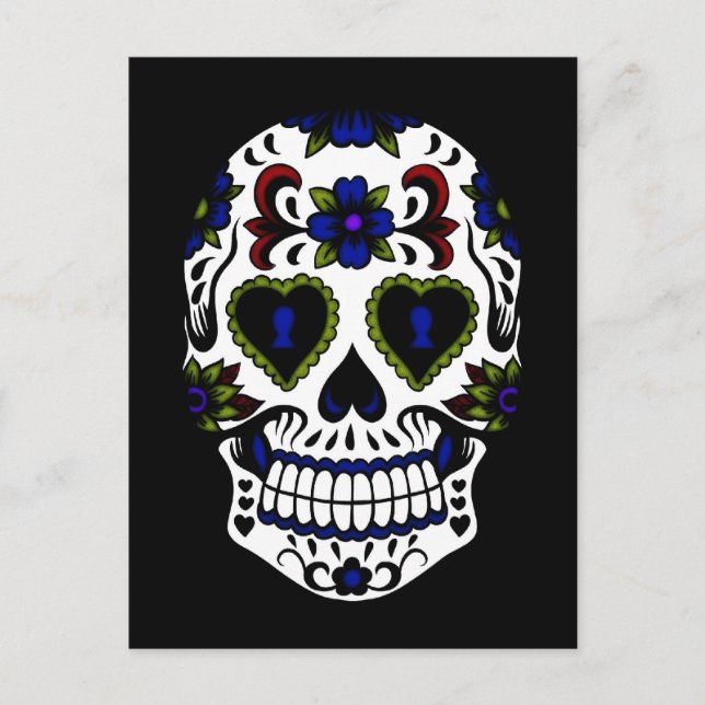 Carte Postale Jour des morts Bleu & Rouge (Devant)