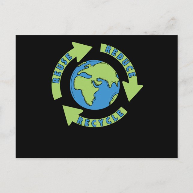 Carte Postale Jour des terres Réduire la réutilisation Recycle - (Devant)