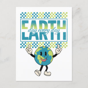 Carte Postale Jour des terres tous les jours style rétro design
