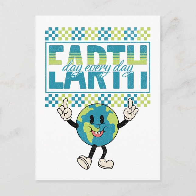 Carte Postale Jour des terres tous les jours style rétro design (Devant)