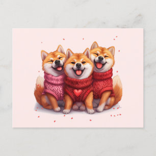 Carte Postale Jour des Valentines Chiens Shiba Inu