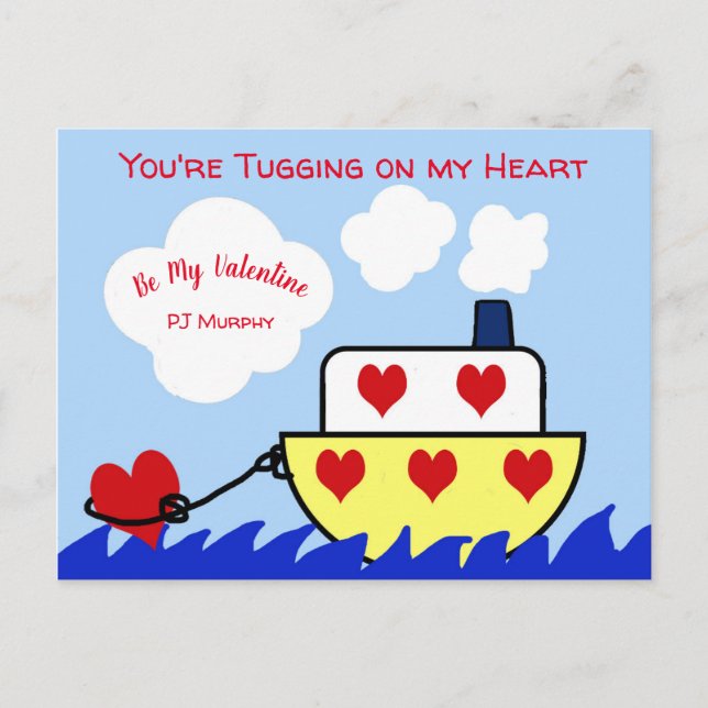 Carte postale Jour des Valentines de Bateau-remorq (Devant)