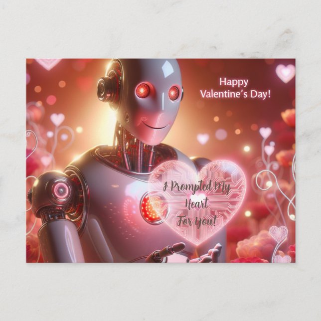Carte Postale Jour des Valentines de Robot Drôle (Devant)