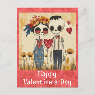 Carte Postale Jour des valentines gothiques mignonnes Skeleton C