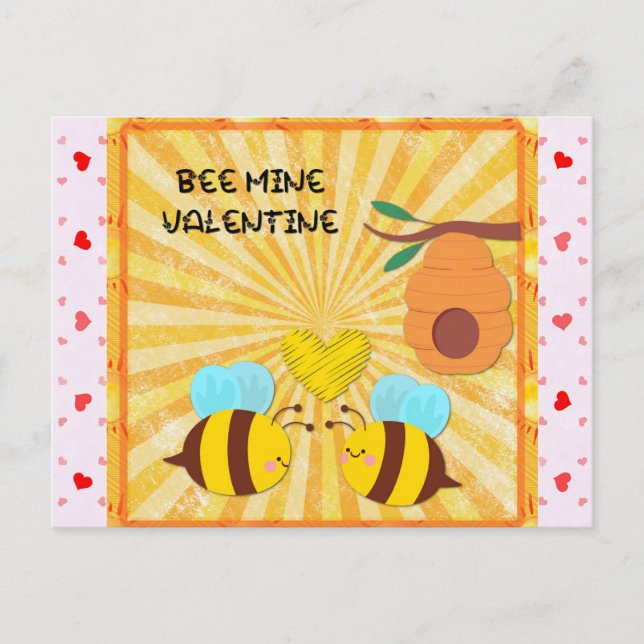 Carte Postale Jour des Valentines pour la mienne d'abeilles (Devant)