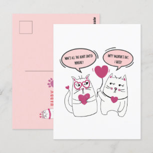 Carte Postale Jour des Valentines Sarcastiques Cartoon Chat Coup