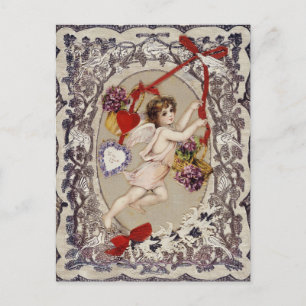 Carte Postale Jour des Valentines vintages Cupidon victorien