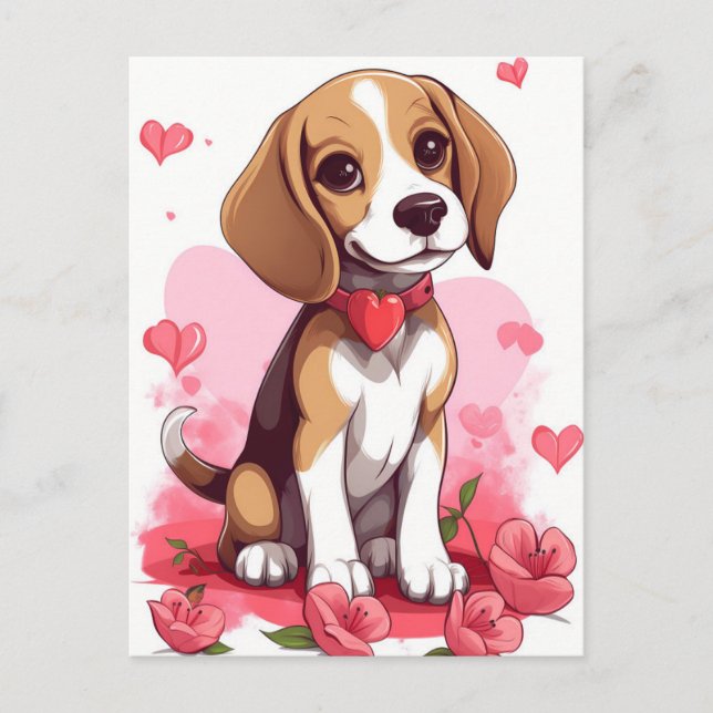 Carte Postale Jour du beagle Valentines (Devant)