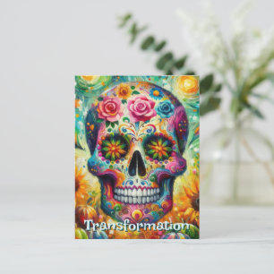 Carte Postale Jour du crâne de sucre de la florale morte Personn