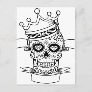 Carte Postale Jour du crâne du crâne mort Tattoo couronne crâne 