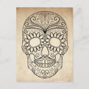 Carte Postale Jour Du Crâne Grungy Morte