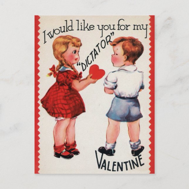 Carte Postale Jour du dictateur vintage Valentines (Devant)