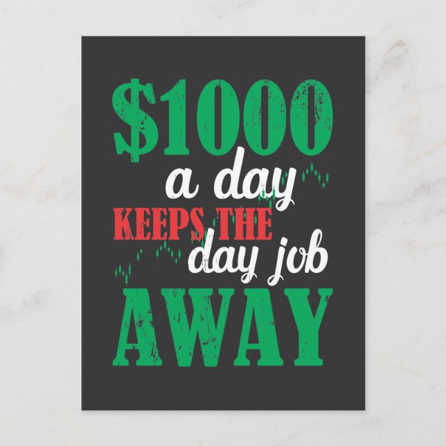 Carte Postale Jour du marché stock Trader Trader Investisseur Pl (Devant)