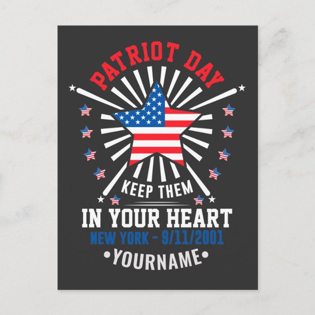 Carte Postale Jour du Patriotisme N'oublions Jamais Septembre 11 (Devant)