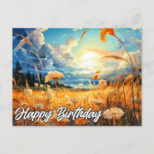 Carte Postale Jour ensoleillé Dans les Prairies Joyeux anniver