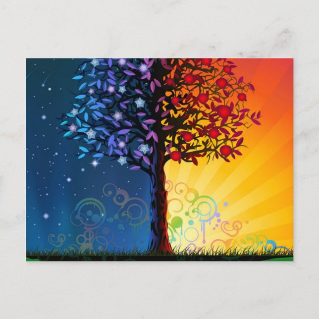 Carte Postale Jour et nuit arbre (Devant)
