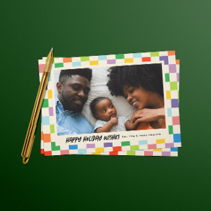 Carte Postale Jour férié en damier de couleur vive