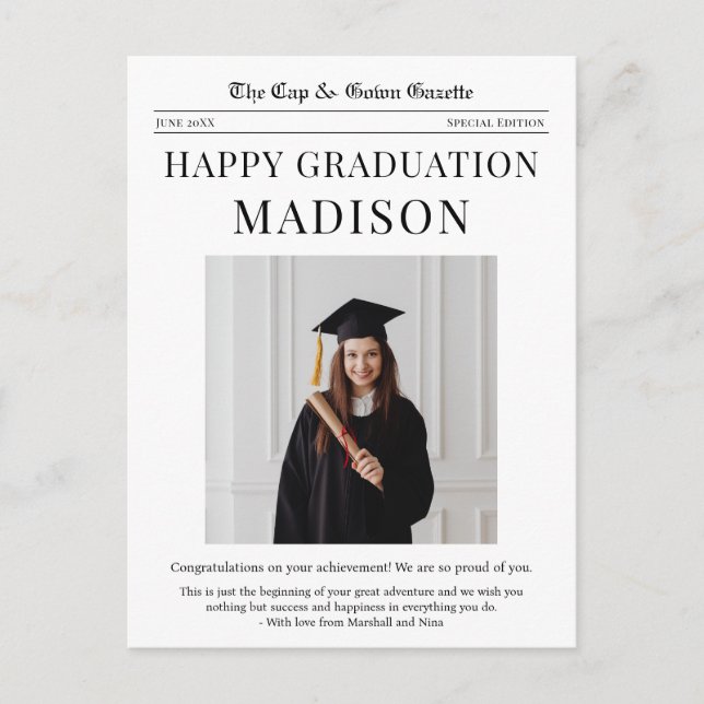 Carte Postale Journal Happy Graduation (Devant)
